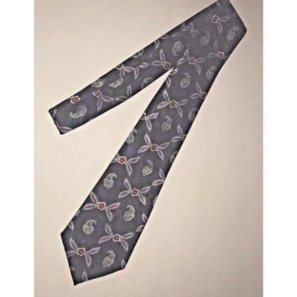 Big Apple Mens Neck Tie Black Floral Patterned - Picture 1 of 5